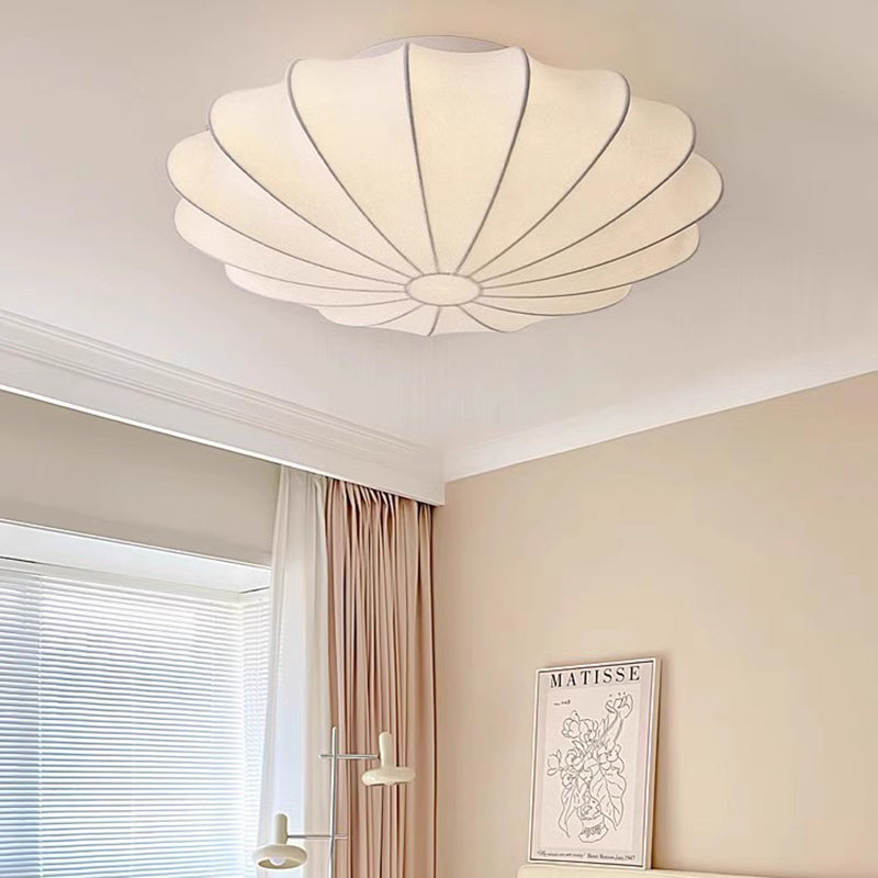 Traditional Japanese Dome Floral Artificial Silk Hardware 1/3-Light Semi-Flush Mount Ceiling Light For Living Room