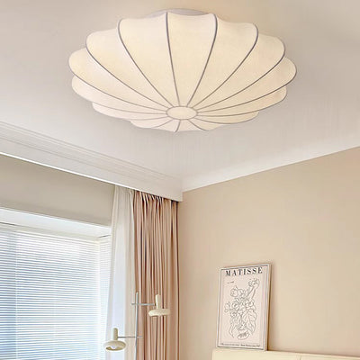 Traditional Japanese Dome Floral Artificial Silk Hardware 1/3-Light Semi-Flush Mount Ceiling Light For Living Room