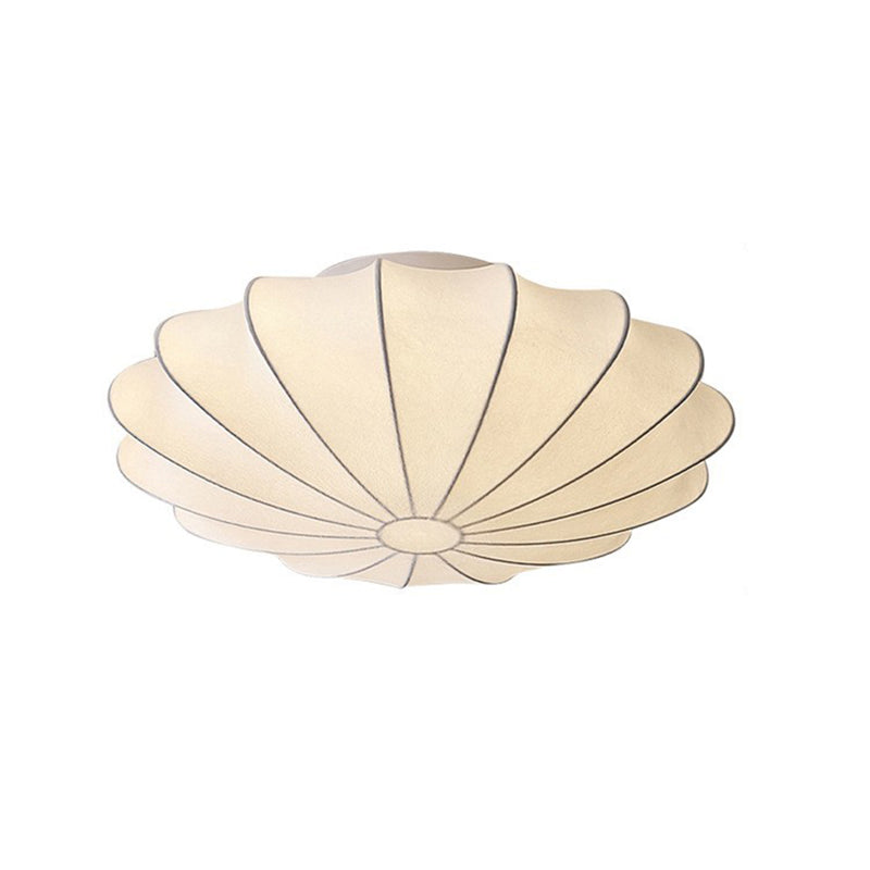 Traditional Japanese Dome Floral Artificial Silk Hardware 1/3-Light Semi-Flush Mount Ceiling Light For Living Room