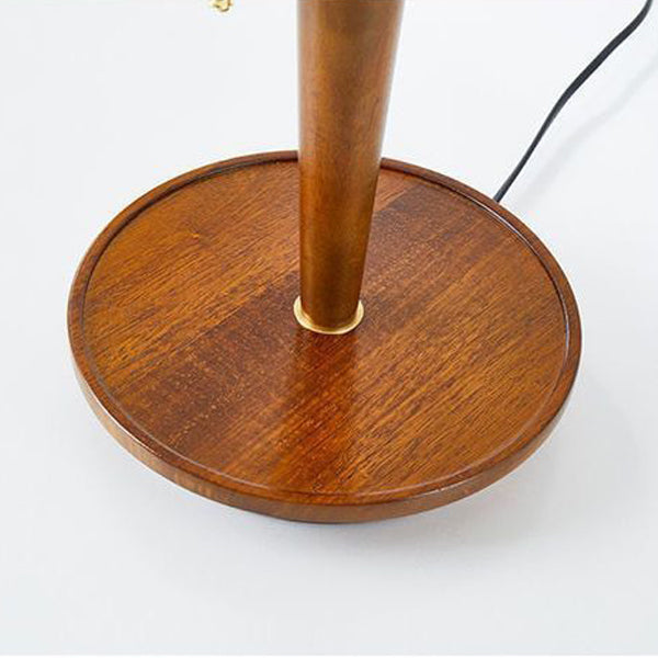 Zeitgenössische Retro-Zugkordel Tischlampe mit rundem Sockel und plissiertem Leinen, 1-Licht für das Schlafzimmer 