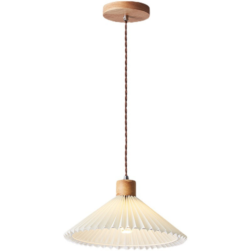 Contemporary Nordic Round Pleated Skirt Shape Fabric Iron 1-Light Pendant Light For Living Room