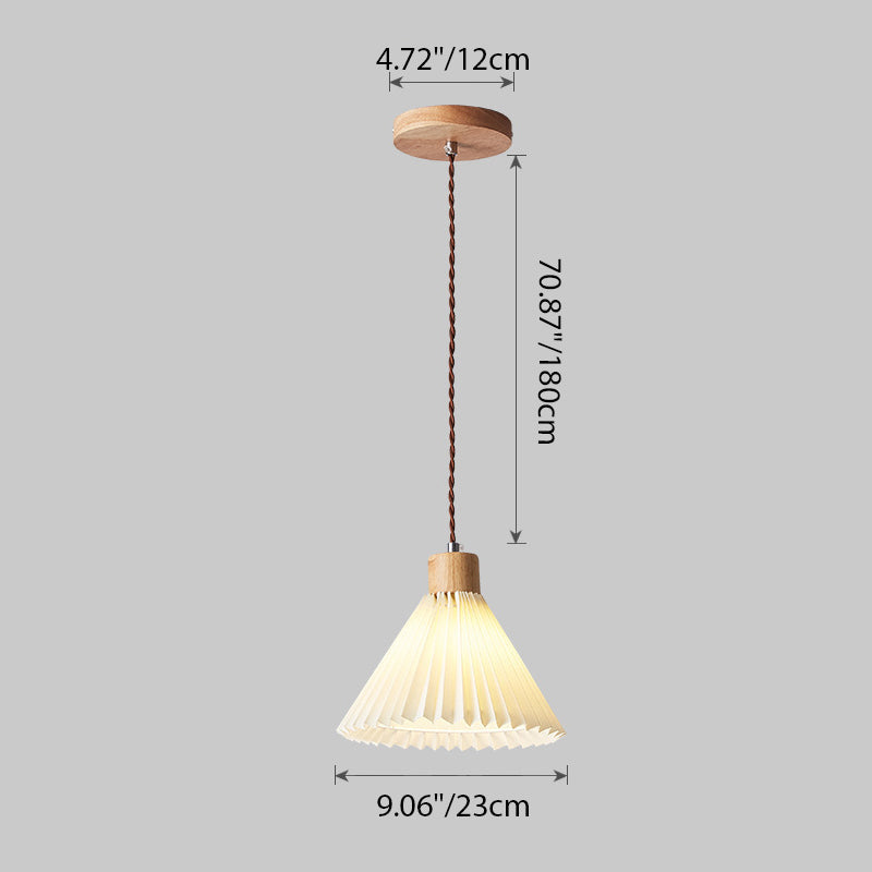 Zeitgenössische nordische runde plissierte Rockform Stoff Eisen 1-Licht Pendelleuchte für Wohnzimmer 