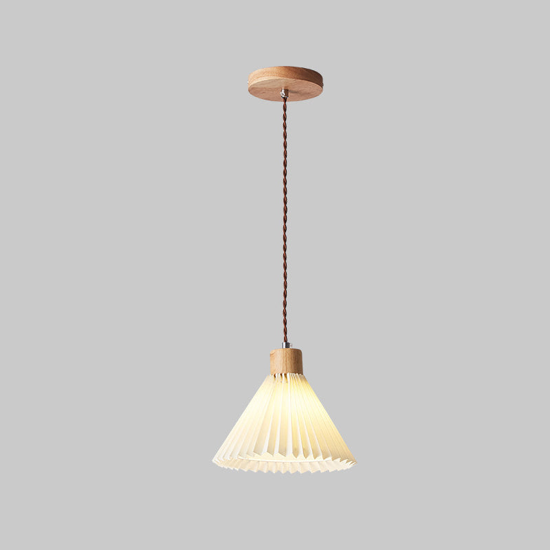 Zeitgenössische nordische runde plissierte Rockform Stoff Eisen 1-Licht Pendelleuchte für Wohnzimmer 