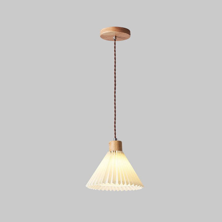 Zeitgenössische nordische runde plissierte Rockform Stoff Eisen 1-Licht Pendelleuchte für Wohnzimmer 
