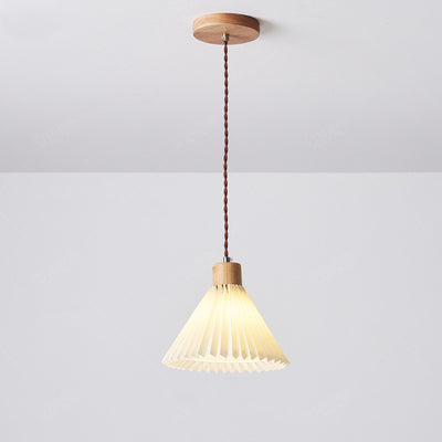 Contemporary Nordic Round Pleated Skirt Shape Fabric Iron 1-Light Pendant Light For Living Room
