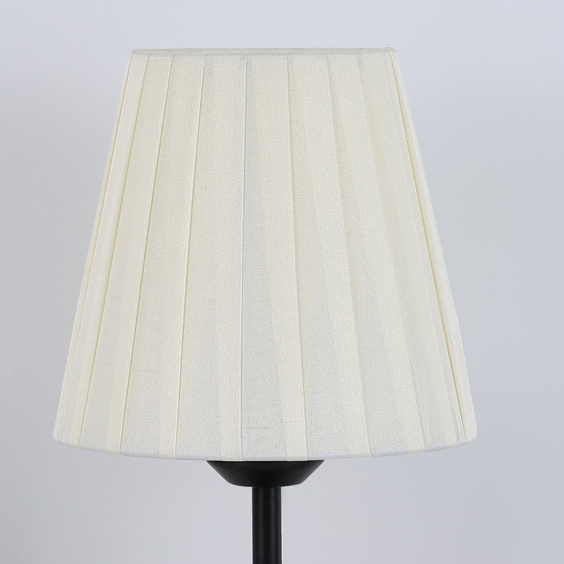 Contemporary Nordic Pleated Drum Shade Fabric Iron 1-Light Table Lamp For Bedroom