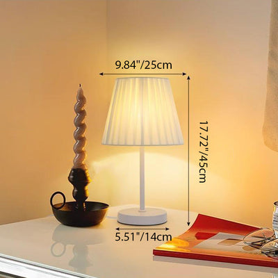Contemporary Nordic Pleated Drum Shade Fabric Iron 1-Light Table Lamp For Bedroom
