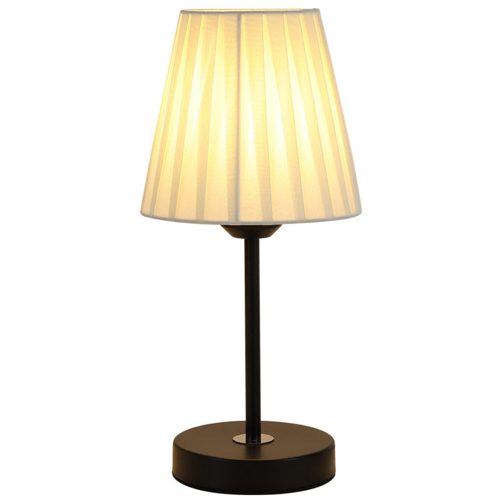 Lampe de Table à 1 Lumière en Tissu Plissé Nordique Contemporain avec Abat-Jour en Fer pour Chambre 