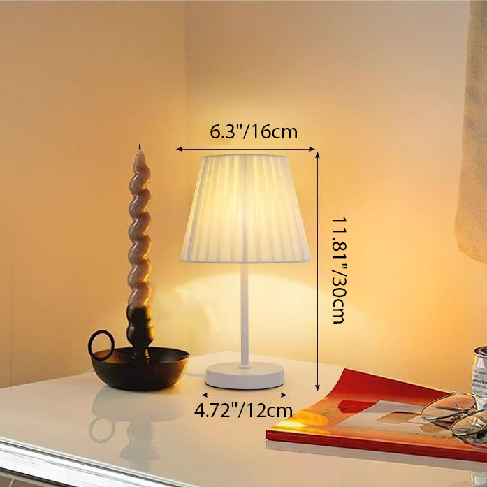 Contemporary Nordic Pleated Drum Shade Fabric Iron 1-Light Table Lamp For Bedroom