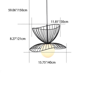 Zeitgenössischer kreativer doppelter Schicht-Strohhut, gestapeltes Hardware-Acryl 1-Licht-Pendelleuchte für Wohnzimmer 