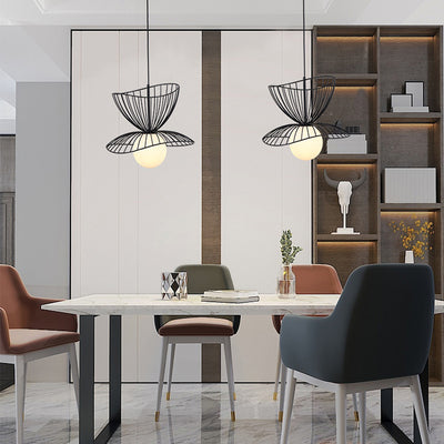 Zeitgenössischer kreativer doppelter Schicht-Strohhut, gestapeltes Hardware-Acryl 1-Licht-Pendelleuchte für Wohnzimmer 