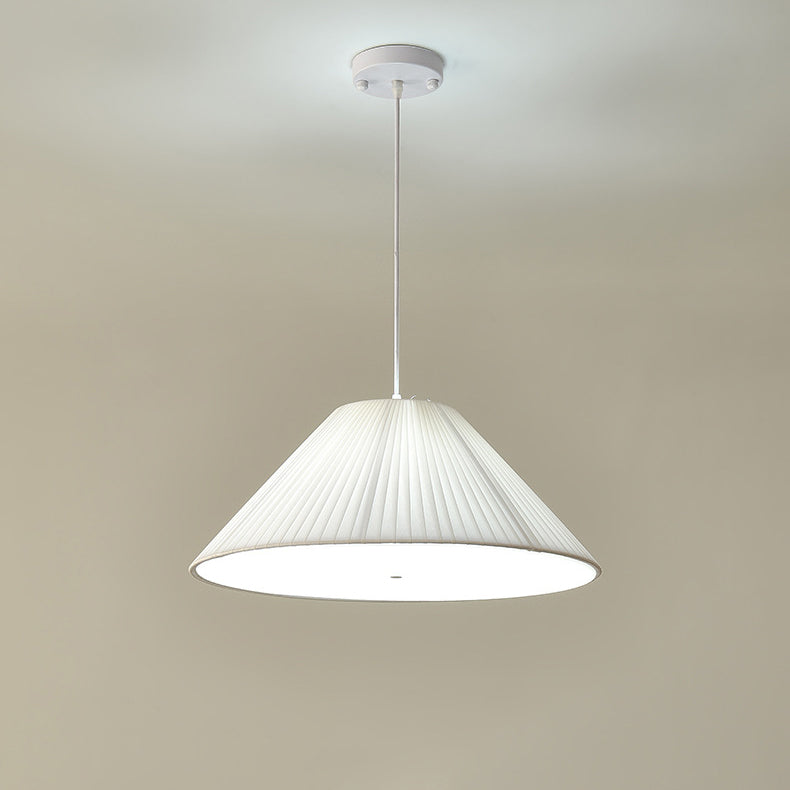 Contemporary Nordic Double Layer Drum Pleated Fabric Iron Acrylic 4/5-Light Pendant Light For Living Room