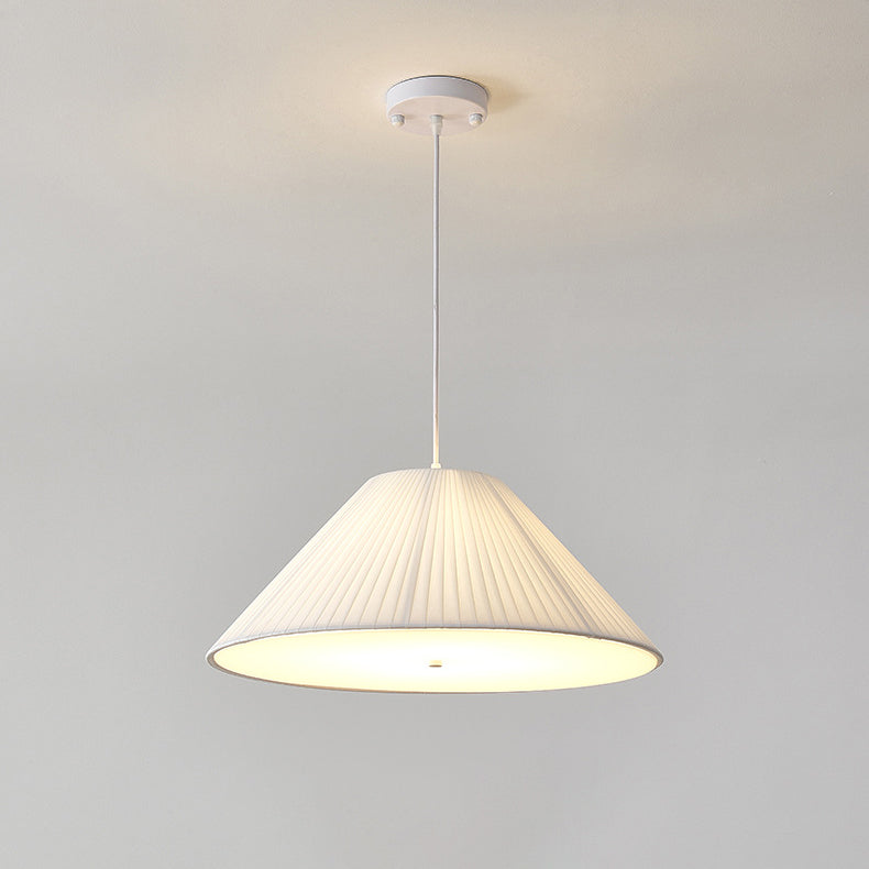 Contemporary Nordic Double Layer Drum Pleated Fabric Iron Acrylic 4/5-Light Pendant Light For Living Room