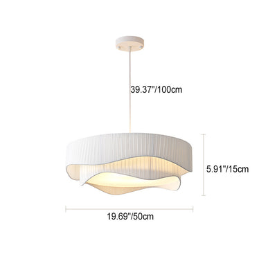 Zeitgenössische nordische Doppelschicht-Trommel plissierter Stoff Eisen Acryl 4/5-Licht Pendelleuchte für das Wohnzimmer 