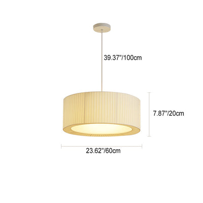 Zeitgenössische nordische Doppelschicht-Trommel plissierter Stoff Eisen Acryl 4/5-Licht Pendelleuchte für das Wohnzimmer 
