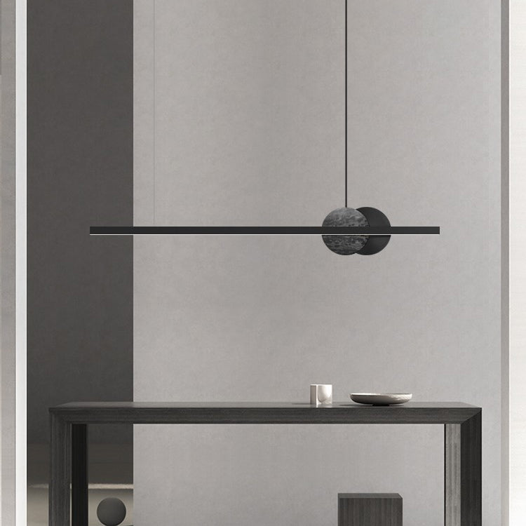 Lustre à LED moderne minimaliste en laiton, marbre et acrylique en bande longue pour salle à manger 