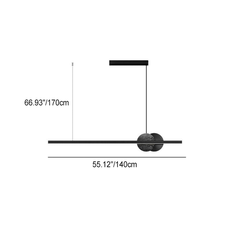 Lustre à LED moderne minimaliste en laiton, marbre et acrylique en bande longue pour salle à manger 