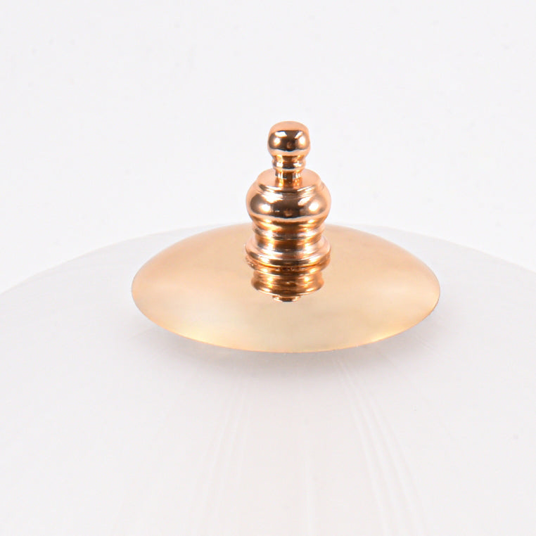 Zeitgenössische nordische Halbkugel-Blumenglobus-Basis Eisen Keramik Glas 1-Licht Tischlampe für das Schlafzimmer 
