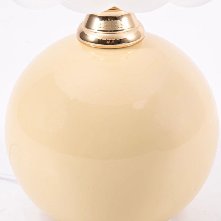 Zeitgenössische nordische Halbkugel-Blumenglobus-Basis Eisen Keramik Glas 1-Licht Tischlampe für das Schlafzimmer 