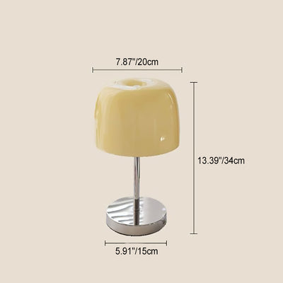 Zeitgenössische nordische runde Basis Pilzlampe Form Edelstahl Glas 1-Licht Tischlampe für Wohnzimmer 