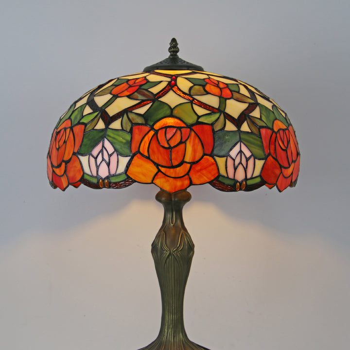 Traditionelle Tiffany-Kuppelharz Bunte Glas 2-Licht Tischlampe Für Wohnzimmer 