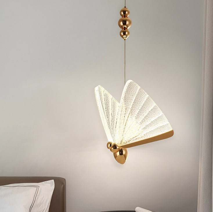 Contemporary Creative Butterfly Acrylic Iron Zinc Alloy LED Pendant Light For Bedroom