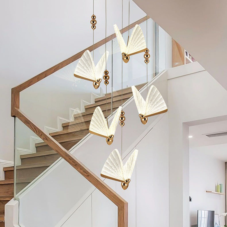Contemporary Creative Butterfly Acrylic Iron Zinc Alloy LED Pendant Light For Bedroom