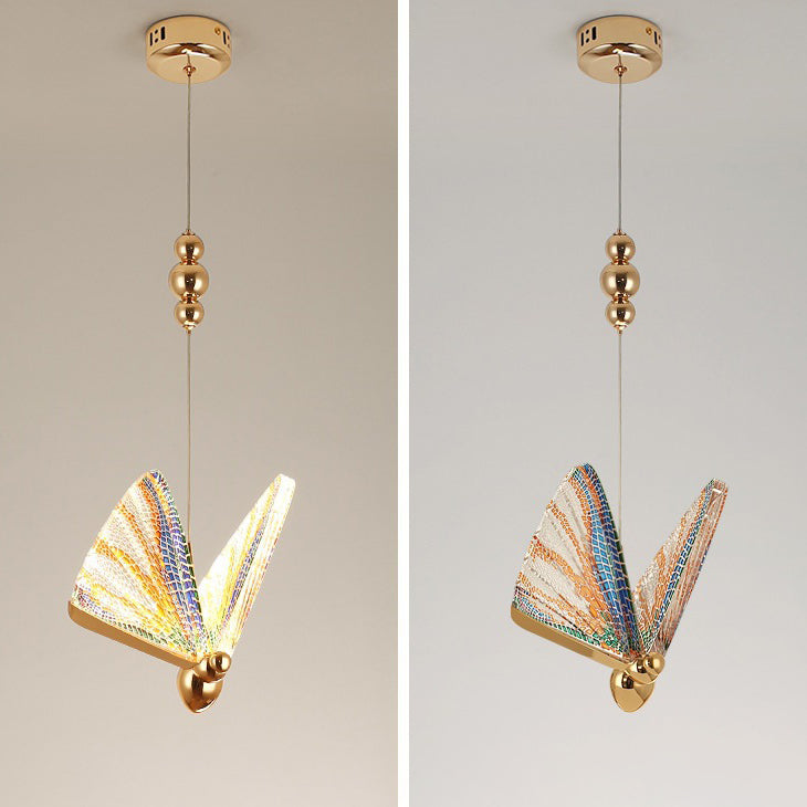 Contemporary Creative Butterfly Acrylic Iron Zinc Alloy LED Pendant Light For Bedroom