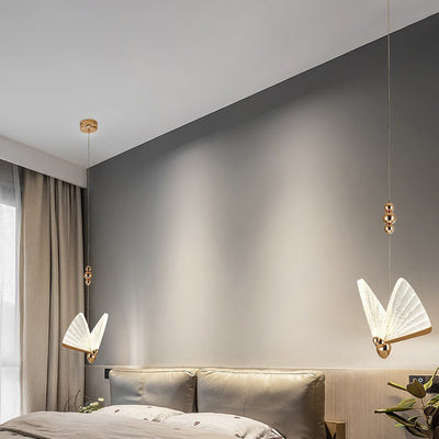 Contemporary Creative Butterfly Acrylic Iron Zinc Alloy LED Pendant Light For Bedroom