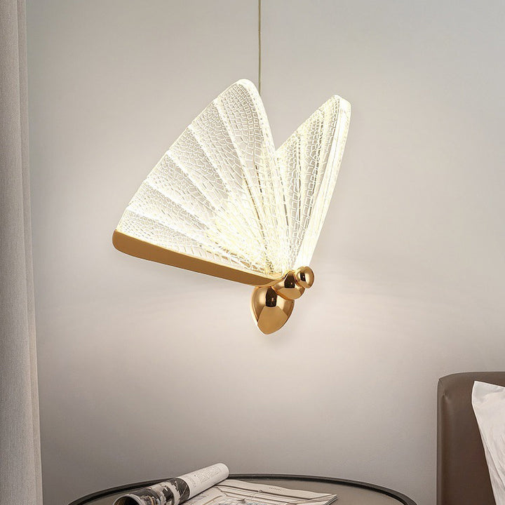 Contemporary Creative Butterfly Acrylic Iron Zinc Alloy LED Pendant Light For Bedroom