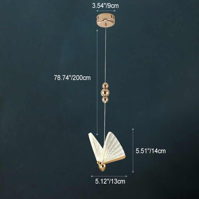 Contemporary Creative Butterfly Acrylic Iron Zinc Alloy LED Pendant Light For Bedroom