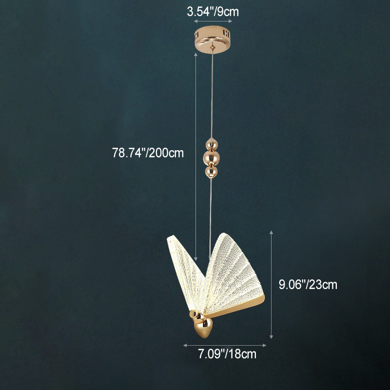 Contemporary Creative Butterfly Acrylic Iron Zinc Alloy LED Pendant Light For Bedroom
