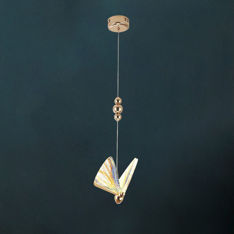 Contemporary Creative Butterfly Acrylic Iron Zinc Alloy LED Pendant Light For Bedroom