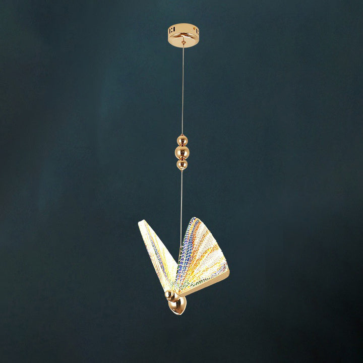 Contemporary Creative Butterfly Acrylic Iron Zinc Alloy LED Pendant Light For Bedroom