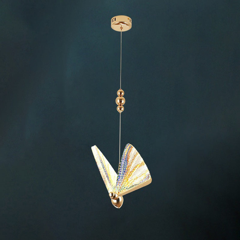 Contemporary Creative Butterfly Acrylic Iron Zinc Alloy LED Pendant Light For Bedroom