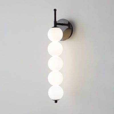 Contemporary Nordic Candied Haws Shape Beaded Glass Ball Brass LED Wall Sconce Lamp For Living Room