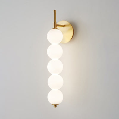 Contemporary Nordic Candied Haws Shape Beaded Glass Ball Brass LED Wall Sconce Lamp For Living Room