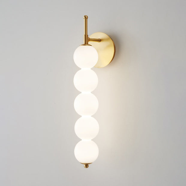 Contemporary Nordic Candied Haws Shape Beaded Glass Ball Brass LED Wall Sconce Lamp For Living Room