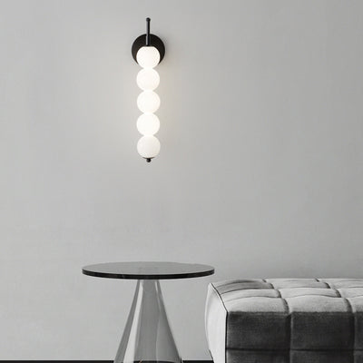 Contemporary Nordic Candied Haws Shape Beaded Glass Ball Brass LED Wall Sconce Lamp For Living Room
