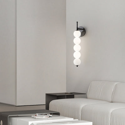 Contemporary Nordic Candied Haws Shape Beaded Glass Ball Brass LED Wall Sconce Lamp For Living Room