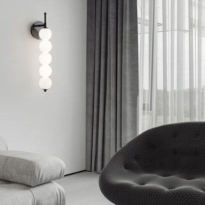 Contemporary Nordic Candied Haws Shape Beaded Glass Ball Brass LED Wall Sconce Lamp For Living Room