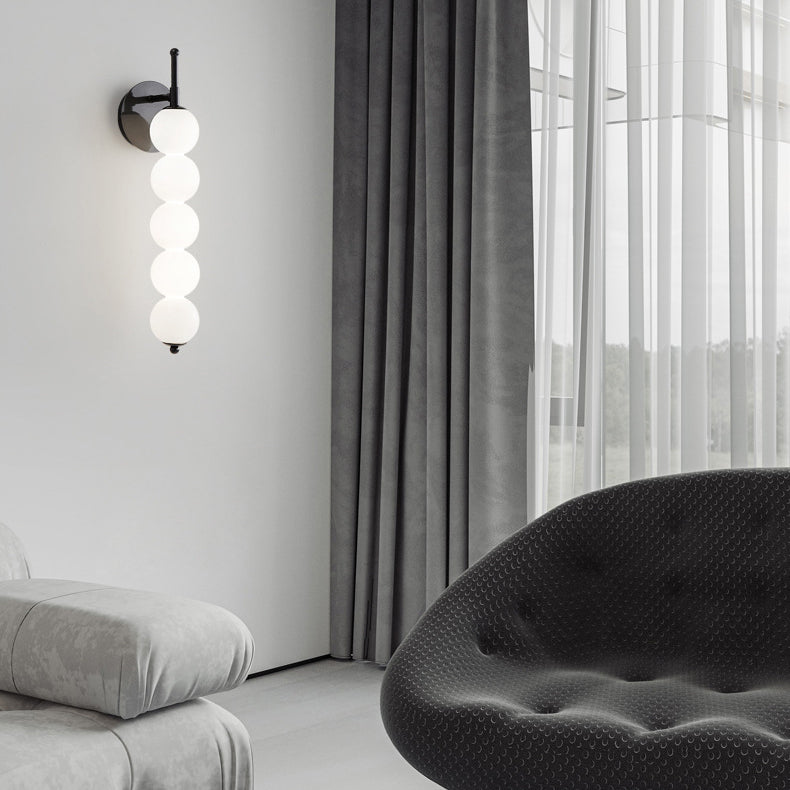 Contemporary Nordic Candied Haws Shape Beaded Glass Ball Brass LED Wall Sconce Lamp For Living Room