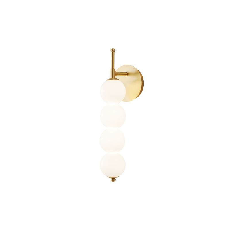 Contemporary Nordic Candied Haws Shape Beaded Glass Ball Brass LED Wall Sconce Lamp For Living Room