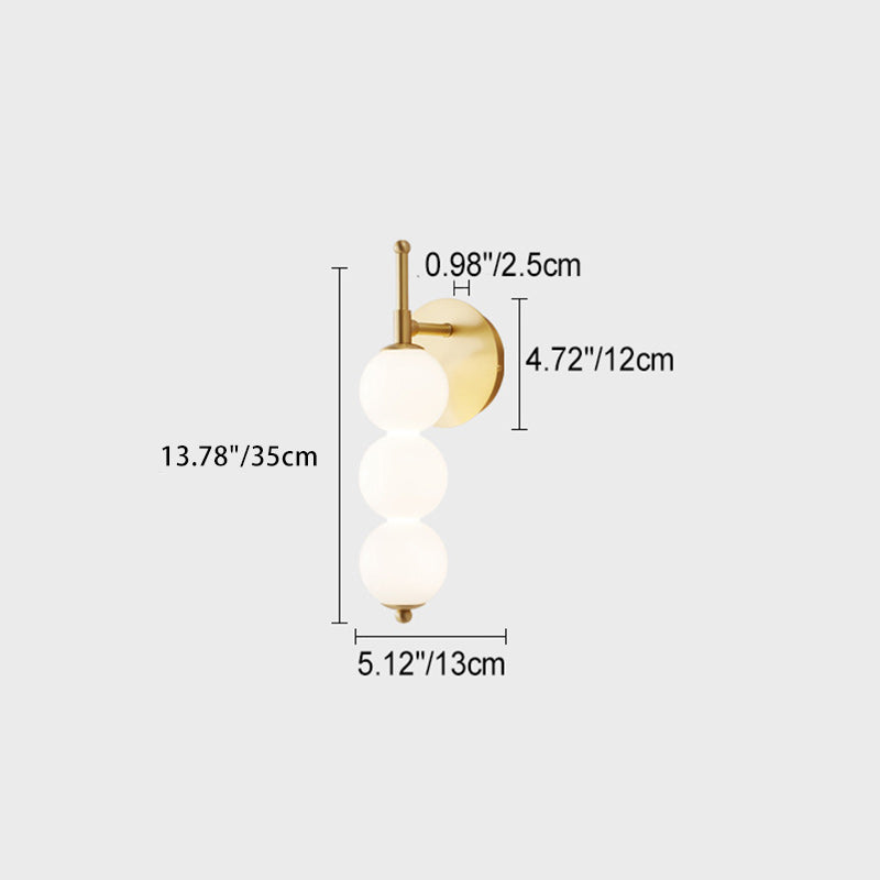 Contemporary Nordic Candied Haws Shape Beaded Glass Ball Brass LED Wall Sconce Lamp For Living Room