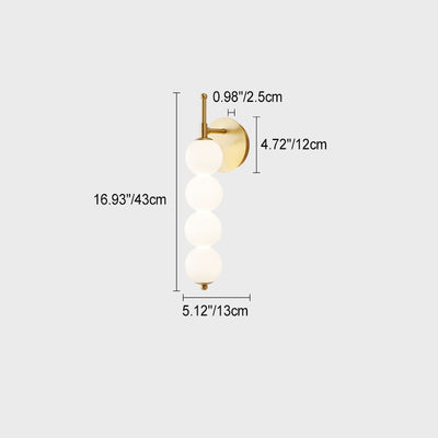Contemporary Nordic Candied Haws Shape Beaded Glass Ball Brass LED Wall Sconce Lamp For Living Room