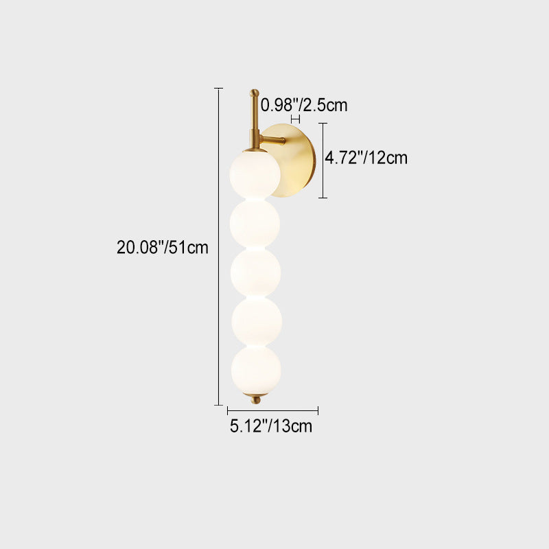 Applique murale LED en laiton avec boule en verre perlé en forme de fruits confits nordiques contemporains pour salon 