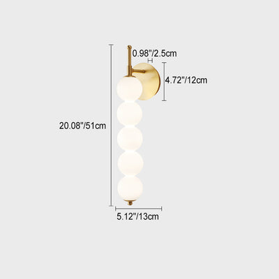 Contemporary Nordic Candied Haws Shape Beaded Glass Ball Brass LED Wall Sconce Lamp For Living Room