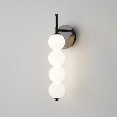 Contemporary Nordic Candied Haws Shape Beaded Glass Ball Brass LED Wall Sconce Lamp For Living Room