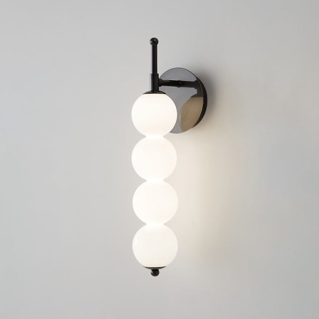 Contemporary Nordic Candied Haws Shape Beaded Glass Ball Brass LED Wall Sconce Lamp For Living Room