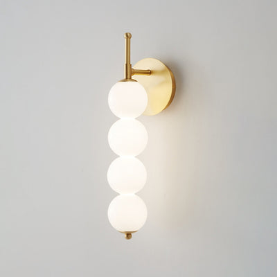 Contemporary Nordic Candied Haws Shape Beaded Glass Ball Brass LED Wall Sconce Lamp For Living Room